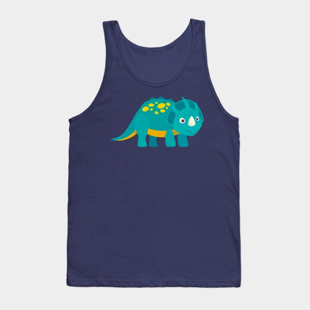 Blue Baby Dinosaur Triceratops Tank Top by InkyArt